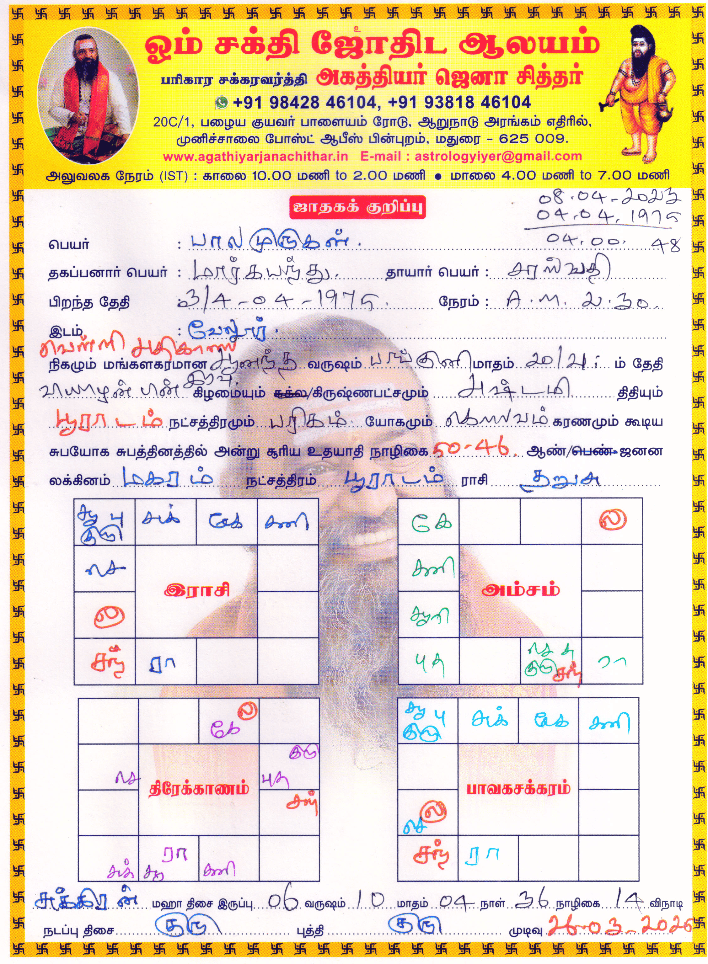 ஒரு பக்க ஜாதக பலன்